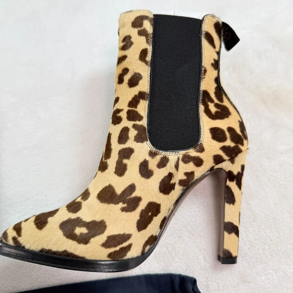 Ralph‎ Lauren Zoie Leopard Calf Hair Ankle Boots 37B Made in Italy 562001